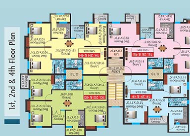1st, 2nd & 4th Floor Plan